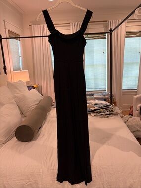 superdown Revolve Black Crepe Ruffle Jumpsuit Excellent XXS